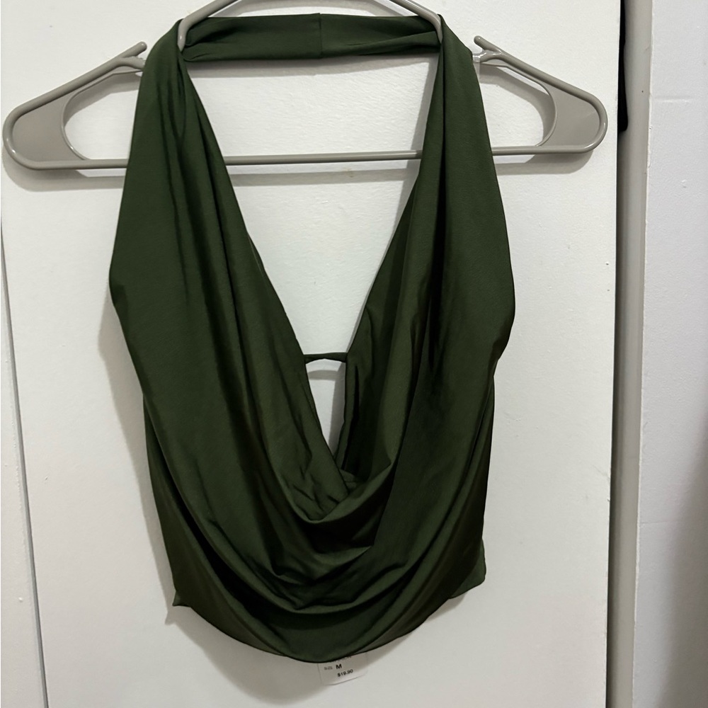 Green Halter Crop Top